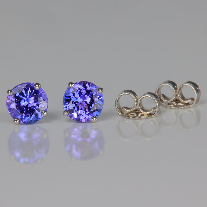 blue violet tanzanite stud earrings