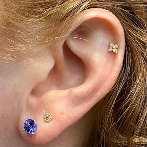 tanzanite and white gold studs