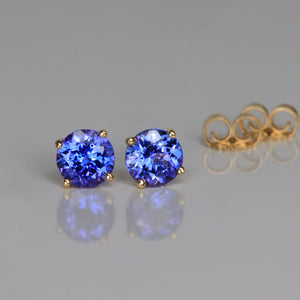 yellow gold tanzanite gemstone earrings 