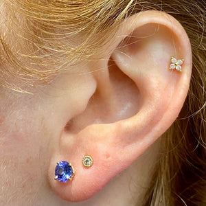 tanzanite and yellow gold stud earrings