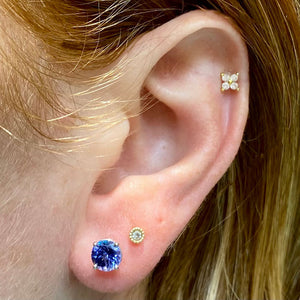 tanzanite earrings on ear