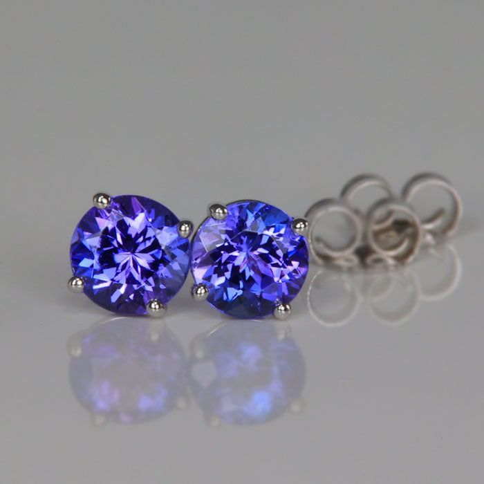 tanzanite stud earrings in white gold