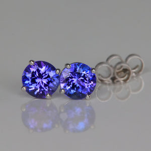 tanzanite stud earrings in white gold