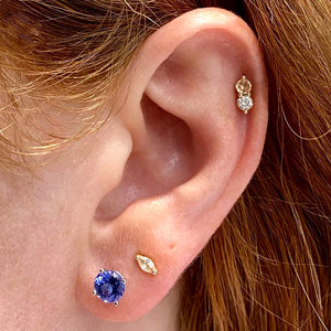 tanzanite round stud earrings 