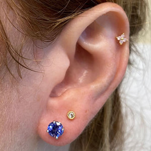 round tanzanite gemstone stud earrings