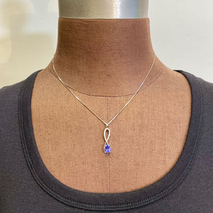 pear shape tanzanite drop pendant white gold