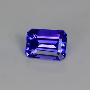 emerald cut blue violet tanzanite gem