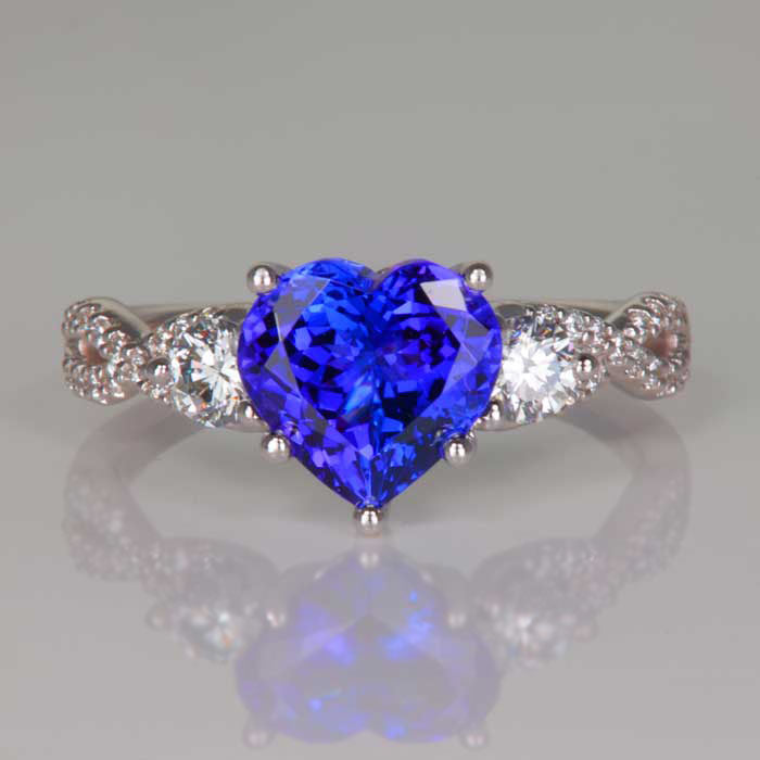 white gold diamond heart tanzanite ring