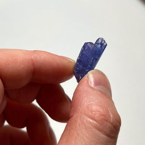 size of double tanzanite crystal in hand