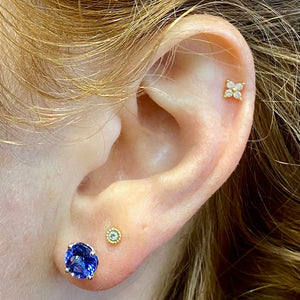 mostly blue over two carat tanzanite stud earrings 