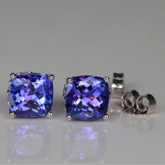 Tanzanite Pair of Cushion Elegant Cut Faceted on sale 11.40 Carats Each Tanzanite Certified Tanzanite Earring Size Earth mined