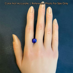 tanzanite gem square cushion cut on hand 