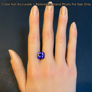 tanzanite gemstone square cushion cut on hand for size