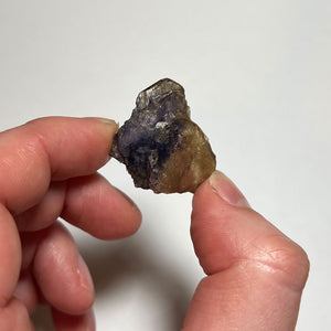 tanzanite mineral raw in hand