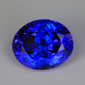 oval cut tanzanite gemstone mostly blue color rare