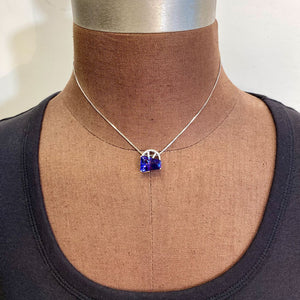 keystone cut tanzanite in white gold pendant