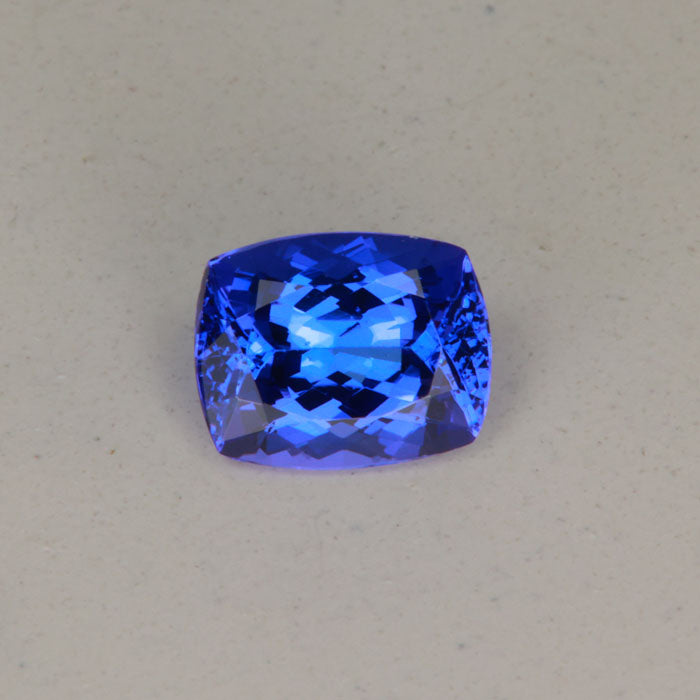 mostly blue tanzanite gemstone antqiue cushion cut