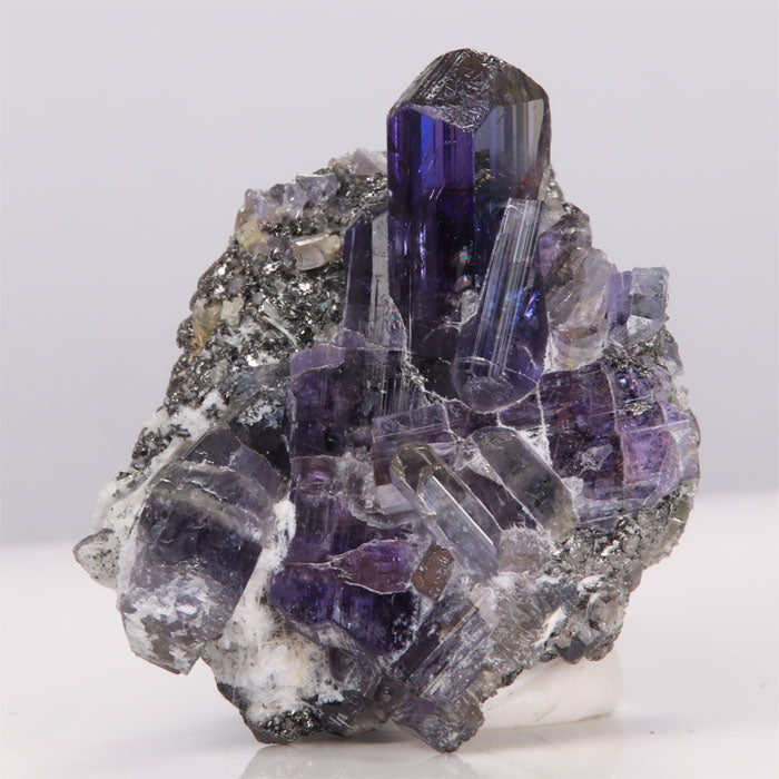 tanzanite crystal specimen on matrix from tanzania unheated