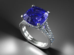 ON HOLD FOR GERALD Custom Platinum Tanzanite Ring