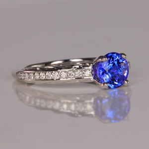 diamond accented tanzanite ring in white gold