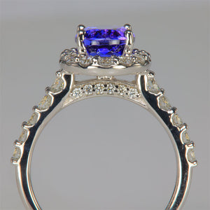 diamond accented tanzanite gemstone ring in white gold