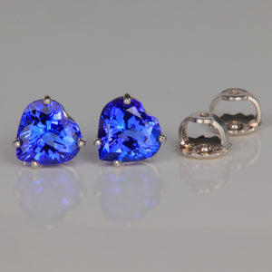 tanzanite gemstone earrings heart shape brilliant in white gold 