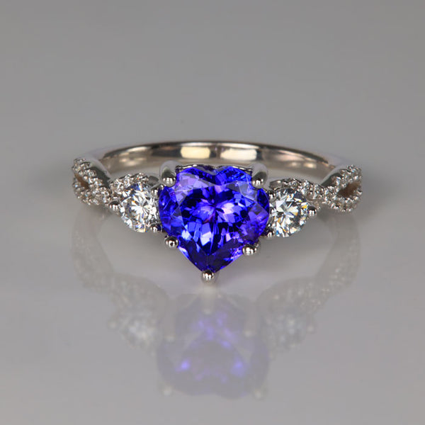 Heart-shaped Tanzanite 10k yellow gold popular ring