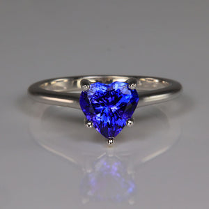 tanzanite gemstone heart shape in white gold ring