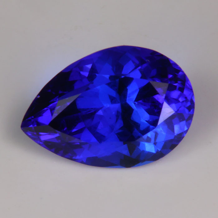 deep color tanzanite gemstone pear shaped 