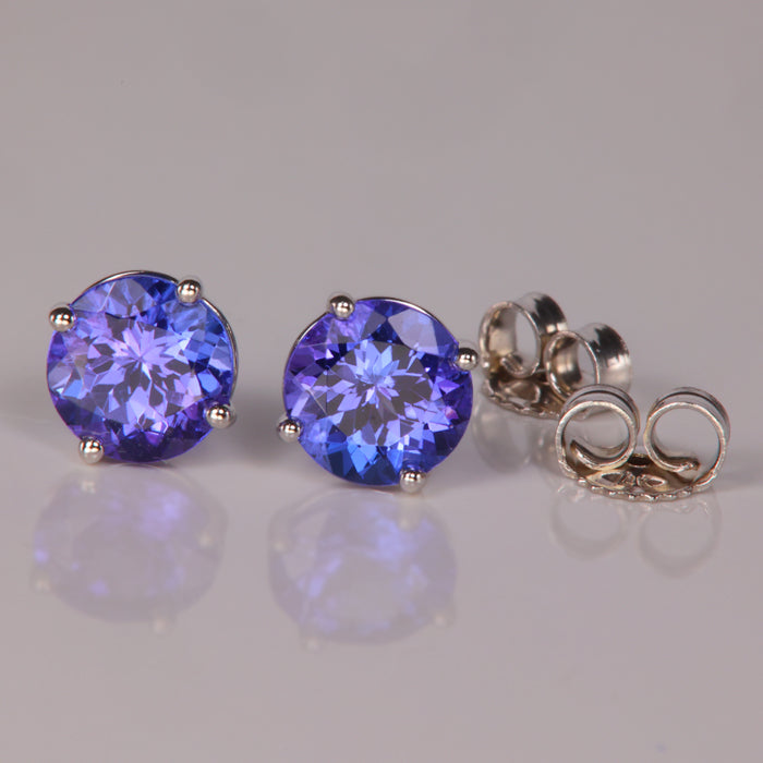 blue violet tanzanite earrings in white gold