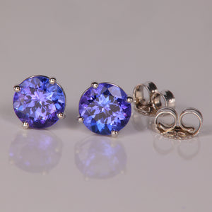 blue violet tanzanite earrings in white gold