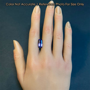 blue violet tanzanite split emerald cut size on hand