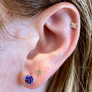 blue violet tanzanite and white gold studs