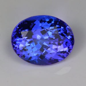 mostly blue tanzanite gemstone oval cut