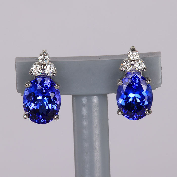 oval cut tanzanite studs diamonds white gold earrings