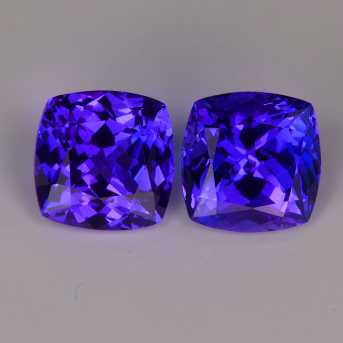 Hold Paul P  6.61 Carats Square Cushion Tanzanite Matched pair