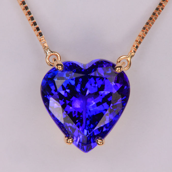 heart tanzanite gemstone necklace with yellow gold chain