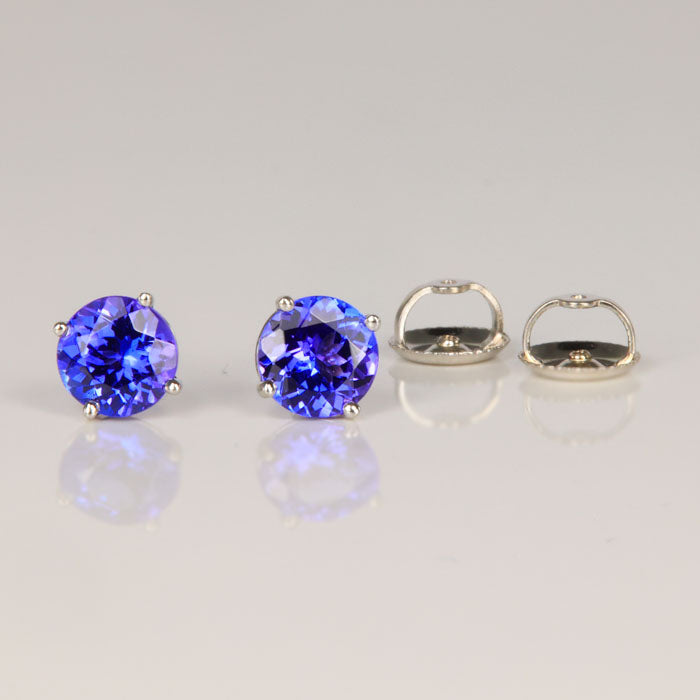 tanzanite stud earrings violet blue white gold