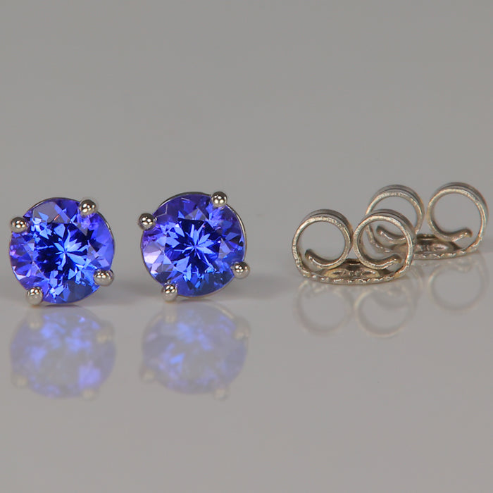 round violet blue tanzanite studs 