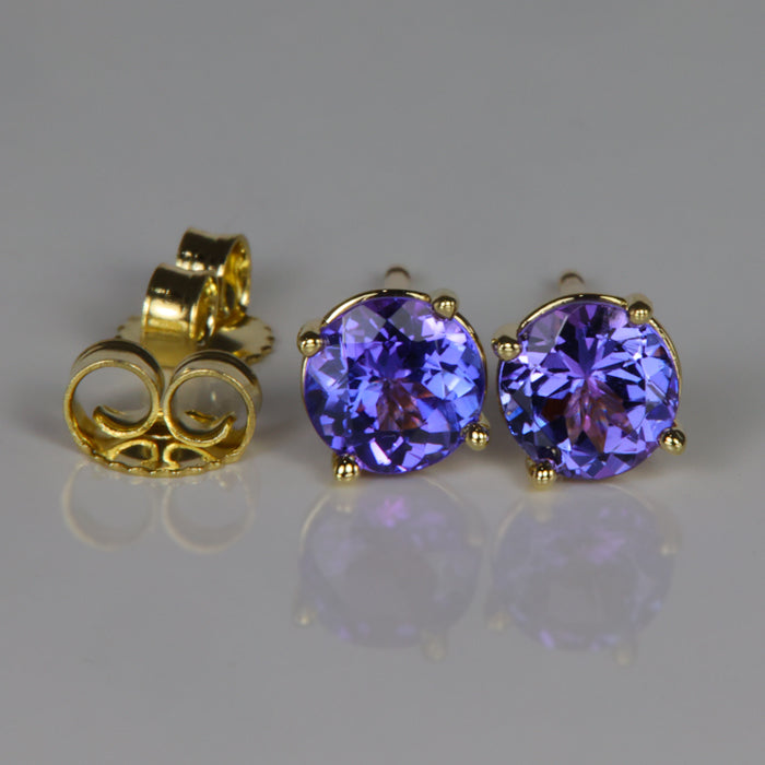 yellow gold tanzanite stud earrings 