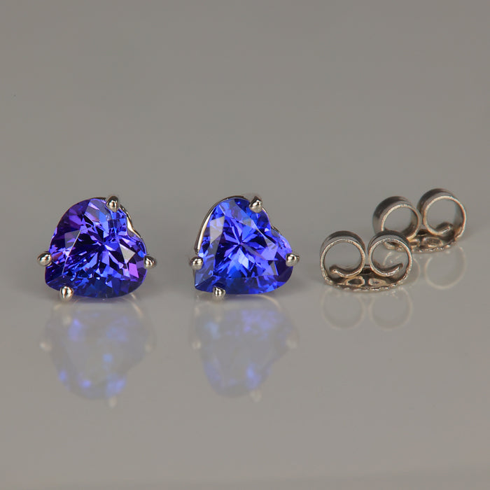 heart shape tanzanite gemstone earrings in white gold 