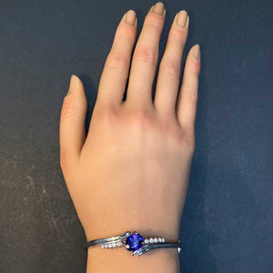 bangle bracelet with tanzanite and diamonds 