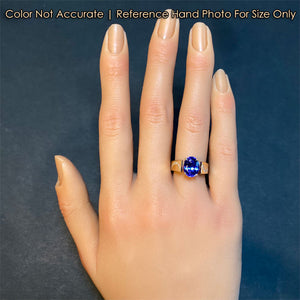 size of tanzanite ring on hand