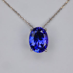 oval blue violet tanzanite necklace