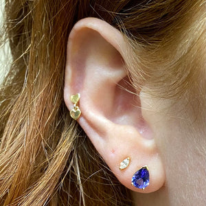 pear shape  tanzanite yellow gold earrings