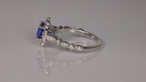 14K White Gold Round Tanzanite And Diamond Ring 1.56ct