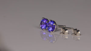 14K White Gold Tanzanite Stud Earrings 1.32 Carats