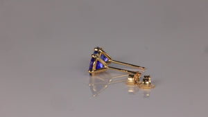 14K Yellow Gold Tanzanite Stud Earrings 1.84 Carats