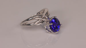 14K White Gold Oval Tanzanite Ring 4.45 Carats