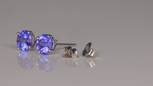 14k White Gold Round Brilliant Tanzanite Studs 1.50 Carats